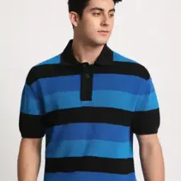 Men Striped Slim Fit Polo T-Shirt-image-99