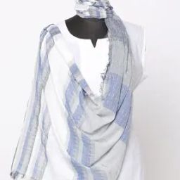 Striped Scarf with Fringed Border-picture-42