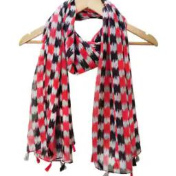 Women Houndstooth Print Scarf with Tassels-picture-38