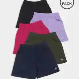 Pack of 5 Girl Regular Fit Flat Front Shorts-image-77