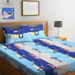 Pack of 2 Printed 210 TC King Size Bedsheets with Pillow Covers-18