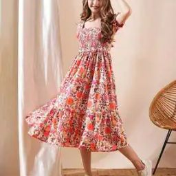 Women Floral Print Square-Neck Tiered Dress-image-27