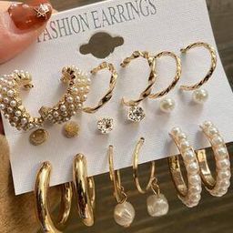 Set of 9 Gold-Toned Earrings-3
