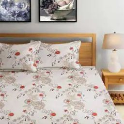 300 TC Floral Print King-Size Bedsheet with Pillow Covers-picture-10
