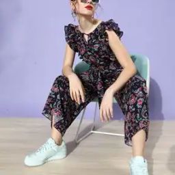 Paisley Print Jumpsuit with Waist Tie-Up-picture-47