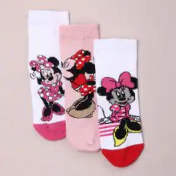 Pack of 3 Minnie Mouse Print Anti-Microbial Finish Socks-45