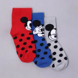 Pack of 3 Mickey Mouse Print Anti-Microbial Finish Socks-image-92