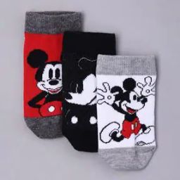Pack of 3 Mickey Mouse Print Anti-Microbial Finish Socks-picture-45