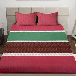 210 TC Floral Print Super King-Size Bedsheet with Pillow Covers-image-17