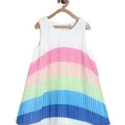 Colourblock Pleated A-Line Dress-image-51