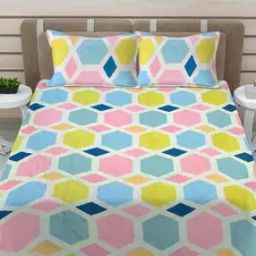 400 GSM Geometric Print King-Size Bedcover with Pillow Covers-picture-11