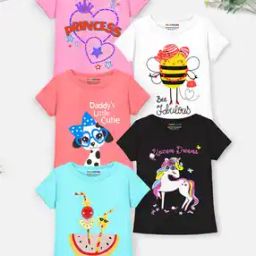 Pack of 5 Graphic Print Round-Neck T-shirt-56