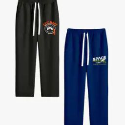Boy Pack of 2 Graphic Print Straight Track Pants-picture-12