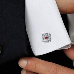 Geometric-Design Silver-Plated Cufflinks-image-4