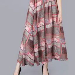 Printed Flared Skirt with Elasticated Waist-17