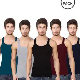 Men Pack of 5 Round-Neck Sleeveless Vests-image-81