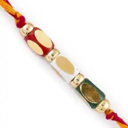 Tie-Up Rectangular Motifs Mauli Thread Rakhi-26
