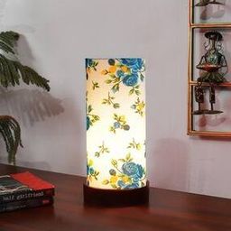 Floral Print Cotton Table Lamp with Wooden Base-image-48