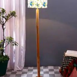 devansh Floral Print Floor Lamp with Wooden Base-picture-45