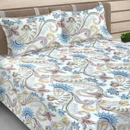 400 GSM Floral Print King-Size Bedsheet with Pillow Covers-94