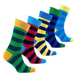 Men Pack of 5 Striped Mid-Calf Length Socks-23