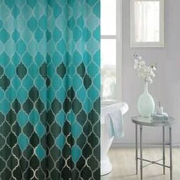 Geometric Print Shower Curtain with Hooks-3