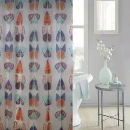 Butterfly Print Shower Curtain with Hooks-26