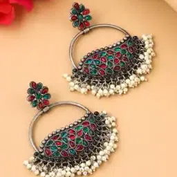 kairangi by yellow chimes Pearl-Studded Chandbali Earrings-picture-32