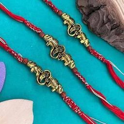 Men Set of 3 Lord Ganesha Tie-Up Rakhis-image-125