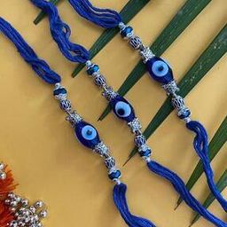 Men Set of 3 Silver-Plated Evil Eye Tie-Up Rakhis-image-86