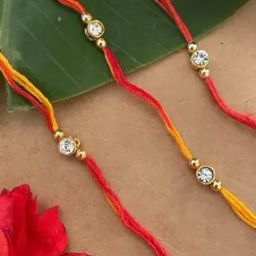 Men Set of 3 Diamond-Studded Tie-Up Rakhis-3
