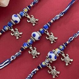 Men Set of 3 Silver-Plated Evil Eye Tie-Up Rakhis-image-120