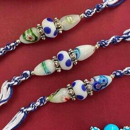 Men Set of 3 Silver-Plated Evil Eye Tie-Up Rakhis-image-73