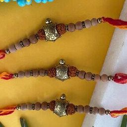Men Set of 3 Tortoise & Rudraksha Beads Tie-Up Rakhis-image-118