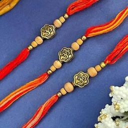 Men Set of 3 Om & Chandan Beads Tie-Up Rakhis-image-81