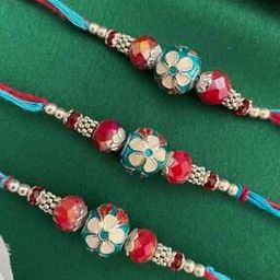 Men Set of 3 Kundan Bead Tie-Up Rakhis-16