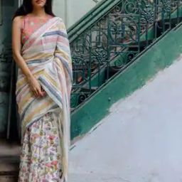 Women Graphic Printed Saree with Unstitched Blouse Piece-picture-2