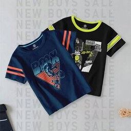 Pack of 2 Boys Graphic Print Regular Fit T-Shirts-image-84
