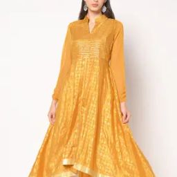 Printed Flared Kurta with Contrast Yoke-image-19