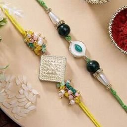 Set of 2 Kundan-Studded Pearl-Beaded Tie-Up Rakhis  -7
