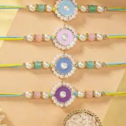 Set of 4 Men Tie-Up Rakhi Set with Roli Chawal-28