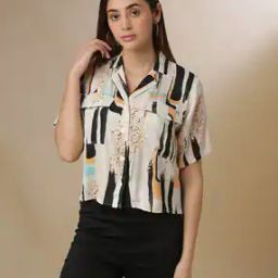 Abstract Collar Neck Top-image-79