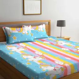 Set of 2 210 TC Printed Double Bedsheets with Pillow Covers-14