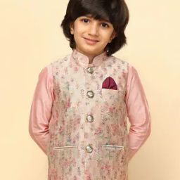 Boys Floral Print Jacket with Mandarin-Collar-image-74