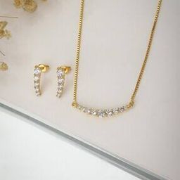 Gold Plated CZ Jewellery Set S - B121769N+E-18