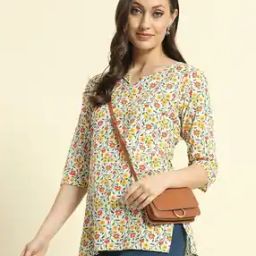 Women Floral Print Pure Cotton Straight Kurti-image-89