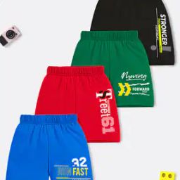 Pack of 4 Typographic Print Regular Fit Shorts-49