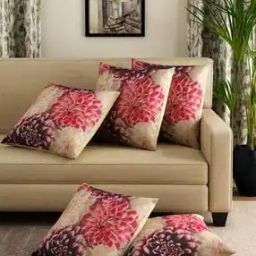 Pack of 5 Floral Print Square Cushion Covers 16"x 16"-image-74