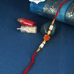 vighnaharta fashion jewellery Men Gold-Plated Pearl-Beaded Tie-Up Rakhi-picture-20