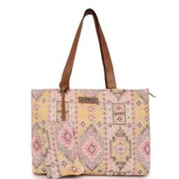 astrid Geometric Woven Tote Bag with Pouch-picture-15